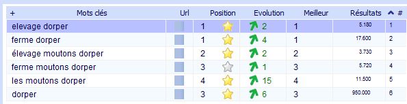 Les positions google des moutons Dorper